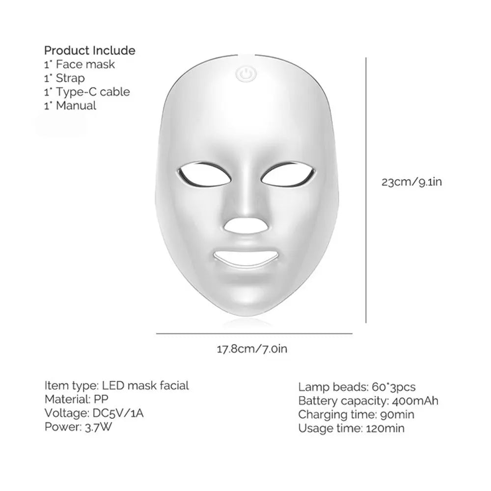 7 Colors LED Light Therapy Face Mask