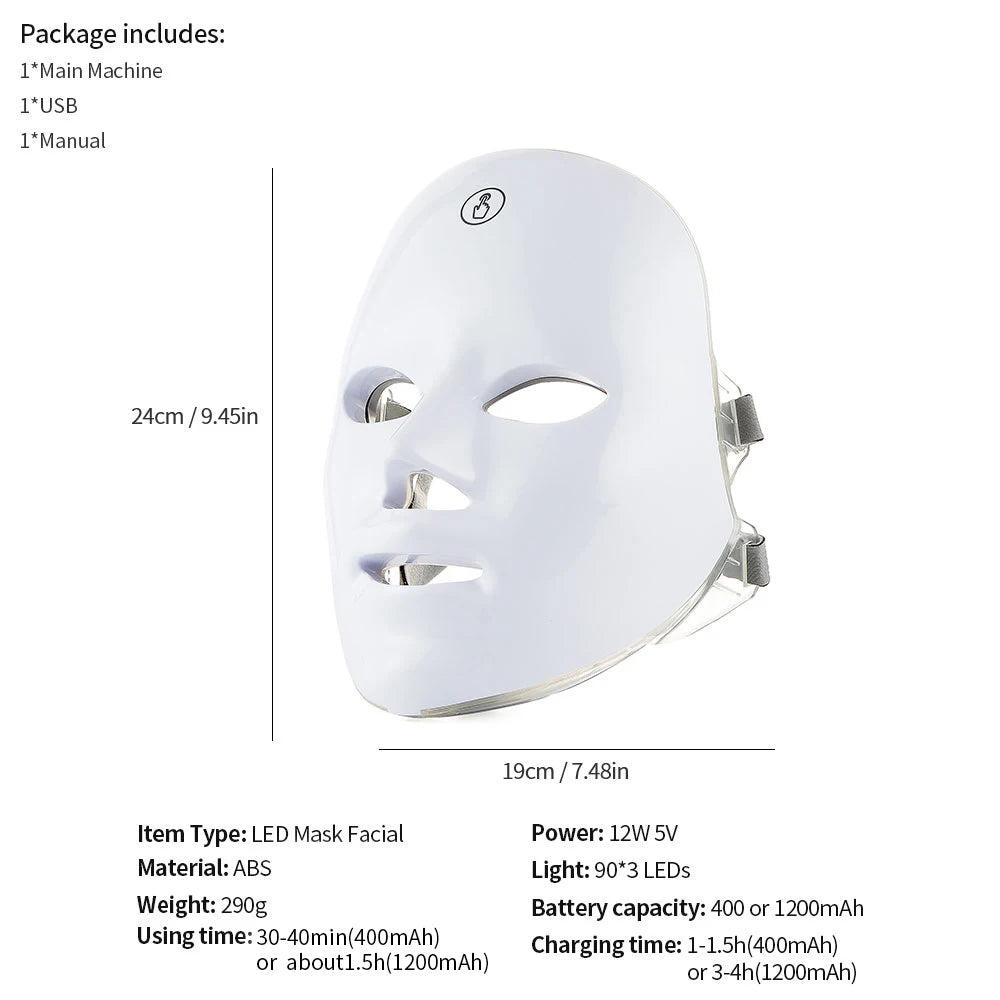 7 Colors LED Light Therapy Face Mask